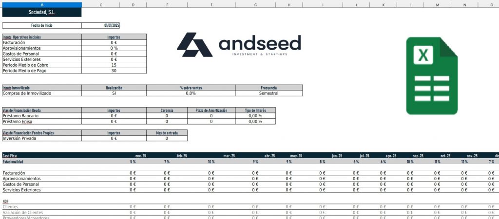 plantilla gestión cashflow